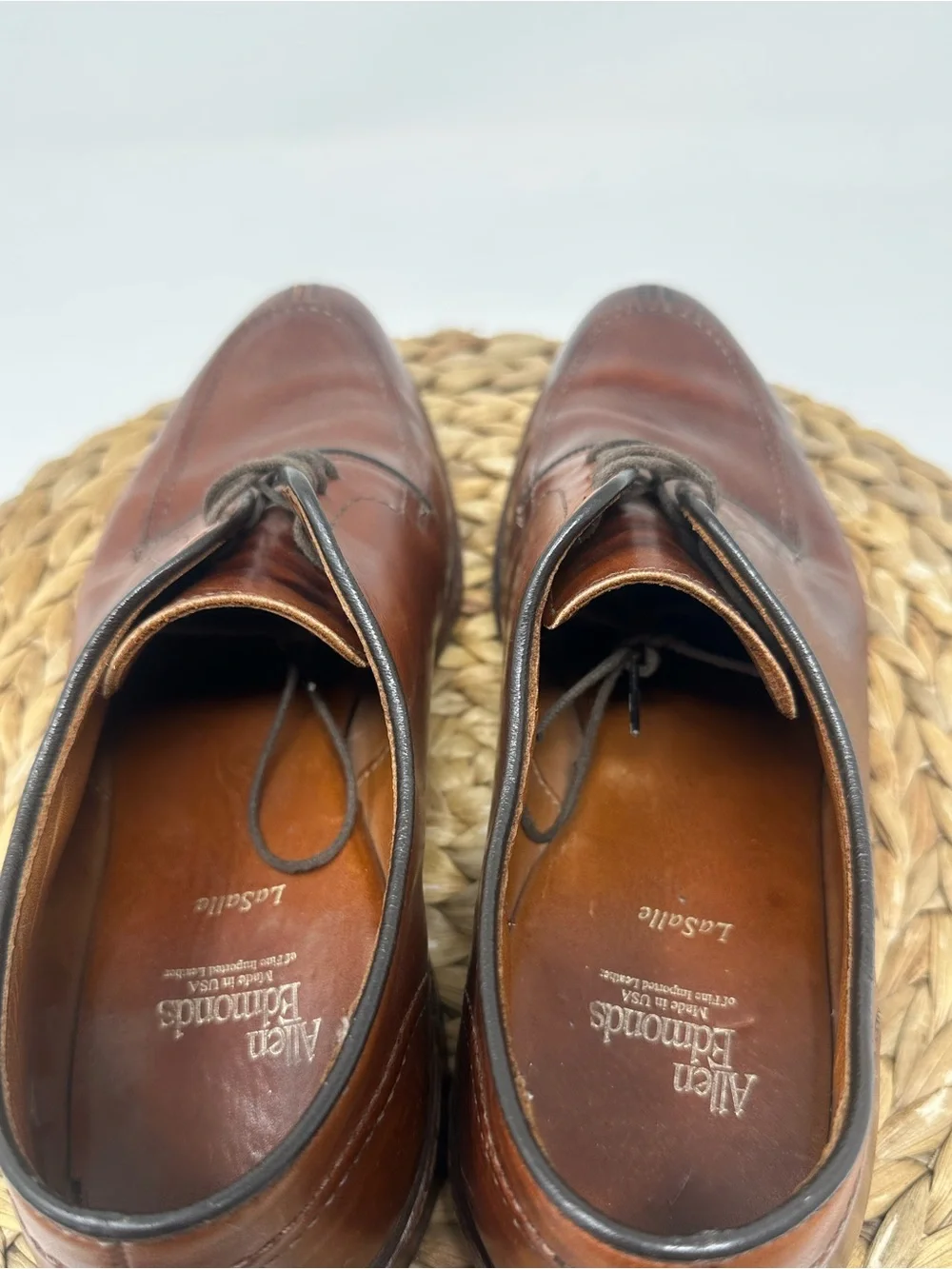 Allen Edmonds LaSalle Derby Shoes Split Toe Chili Brown Leather Size 9.5 Men's